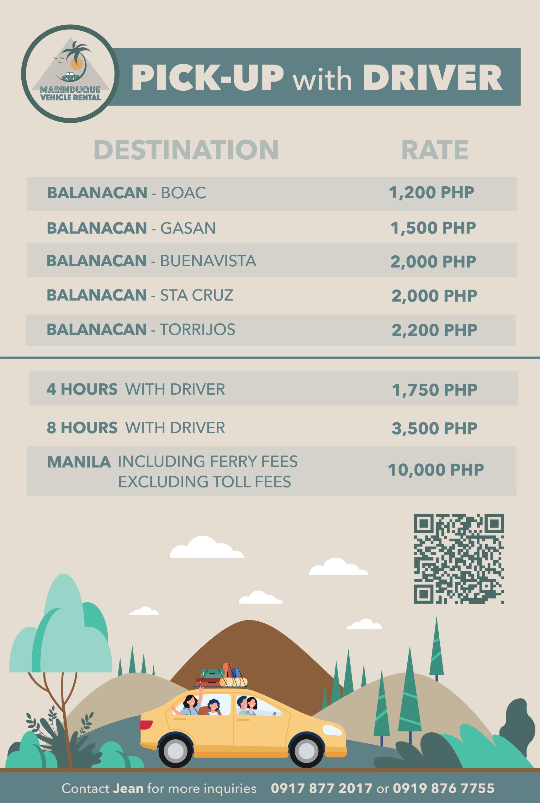 Rates – Marinduque Vehicle Rental
